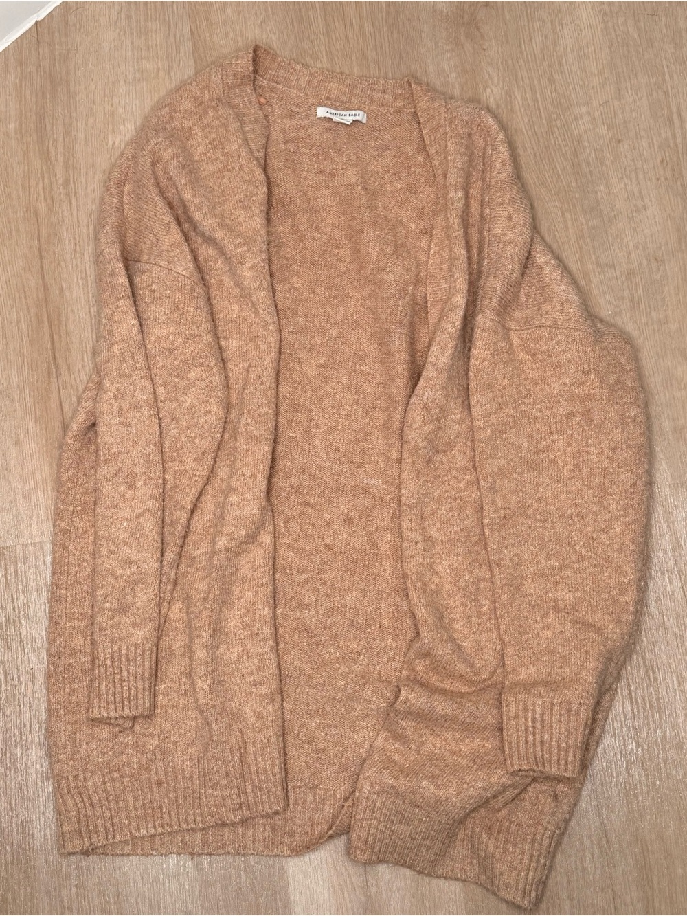 American Eagle Outfitters Open-Front Cardigan in Camel Brown